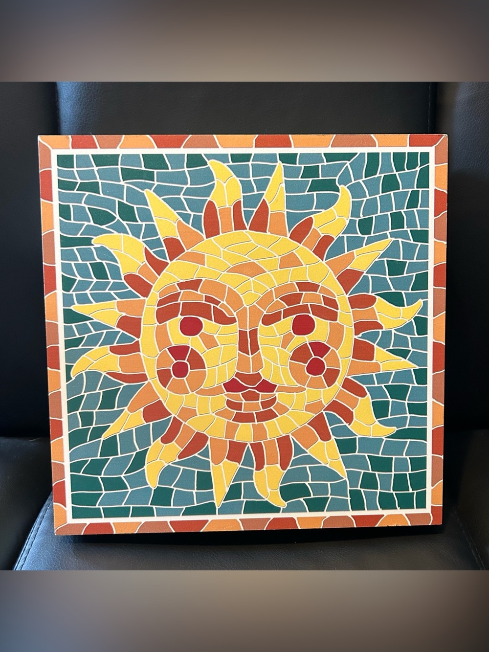 Decorative Faux Mosaic Celestial Sun Wall Hanging Wall Decor 9.5” x 9.5”